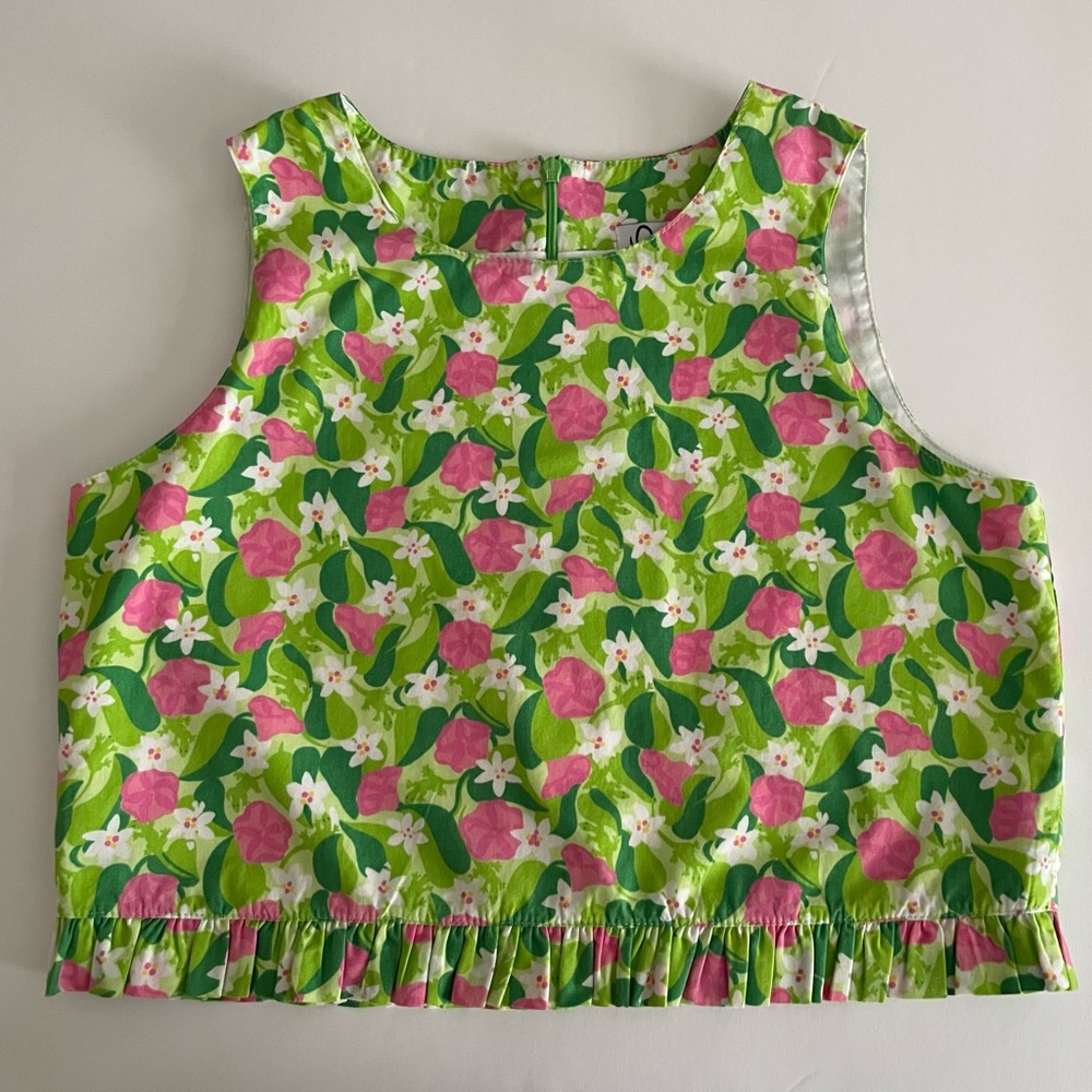 Lilly Pulitzer Girls Green & Pink Crop Top Sz 12